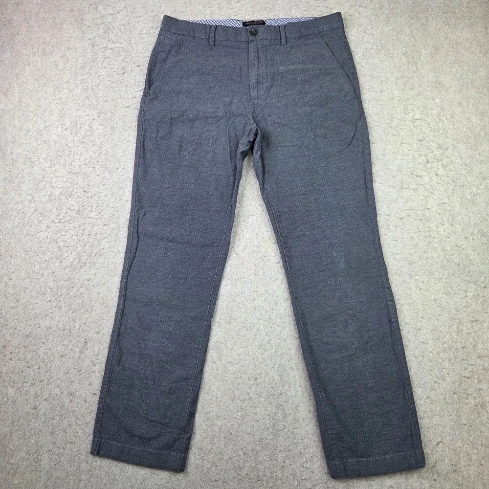 Banana Republic Mens Kentfield Pant 32x30 Grey Flat Front Stretch Chino Trousers